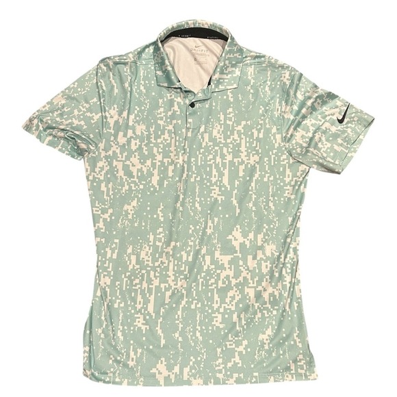 Nike Men's Small Dri-FIT Vapor Golf Polo Green/Blue Digital Camouflage Graphic - Picture 2 of 4